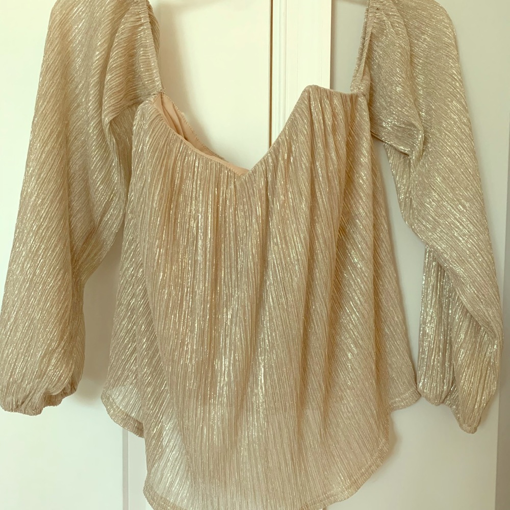 Gold Off the Shoulder Dress Top